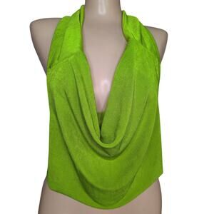 VTG Y2K Halter Cowl Neck Top Small Open Back Club Disco Baddie Rave Festival